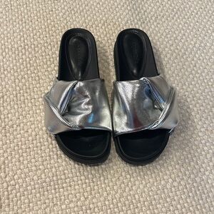 Silver Slide Sandals